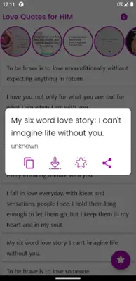 Love Quotes for HIM android App screenshot 0