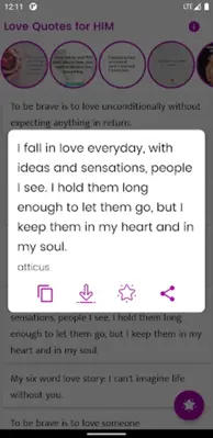 Love Quotes for HIM android App screenshot 1