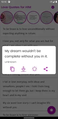 Love Quotes for HIM android App screenshot 2